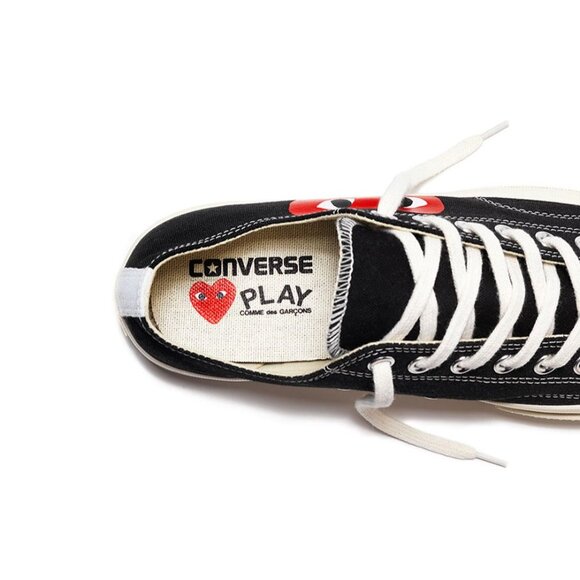 Converse x Comme des Garcons Large Emblem Low Top Canvas Sneakers in Black 11 - Picture 13 of 15